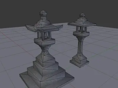stone lantern Low-poly 3D model
