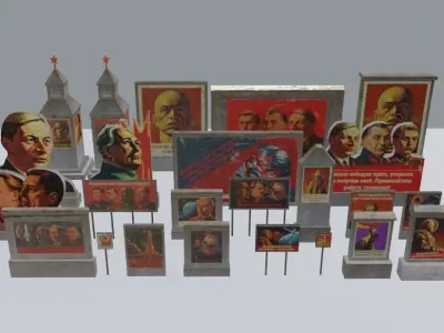 Soviet Sci-Fi Propaganda pack Low-poly 3D model