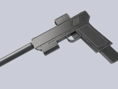 Minimal gun Low-poly 3D model purchase