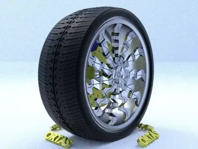 ORTAS CAR RIM 15 GAME READY RIM TIRE AND DISC 3D model