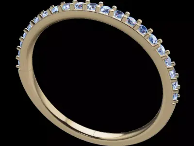 Dainty Half Diamond Band Ring 3D print model