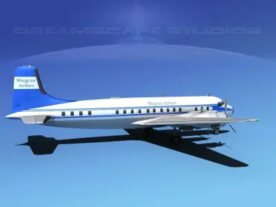Douglas DC-7B Blue Grass Airlines 3D model