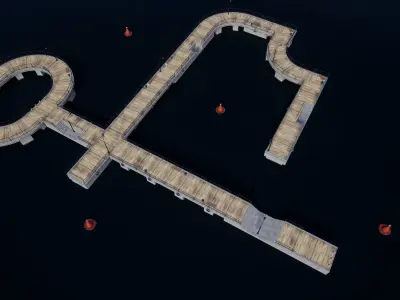 Concrete pier and  bridge Low-poly 3D model