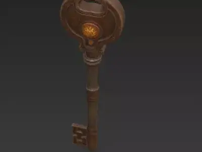 Antique Fantasy Key 3D Model - Gothic Ornamental Medieval Asset 3D model