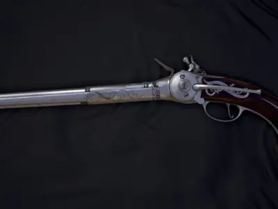 Repeating Flintlock Pistol Low-poly 3D model