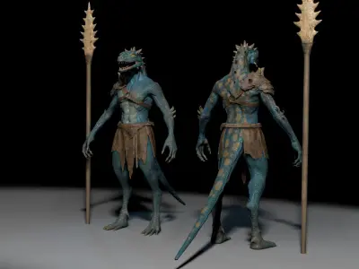 Dragon or fighting lizard Low-poly 3D model