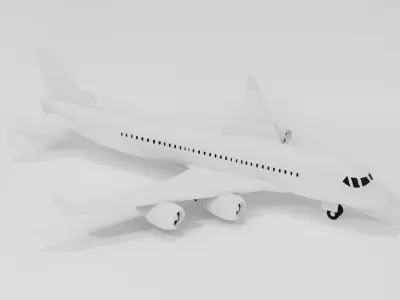 Commercial Airplane 3D Model Low Poly Aircraft Free low-poly 3D model