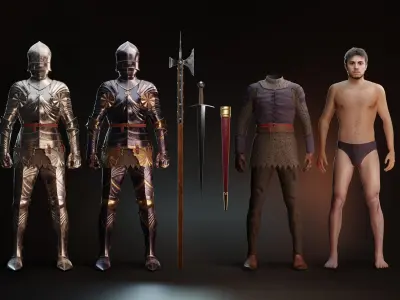 Medieval Gothic Knight armor Low-poly 3D model