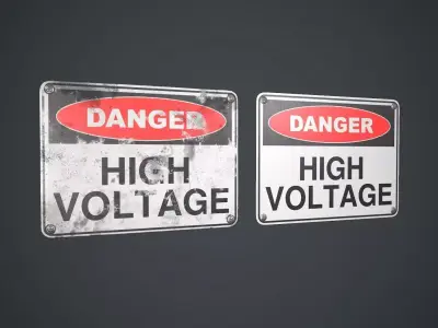 Plastic Danger Sign 2 PBR Game Ready Low-poly 3D model