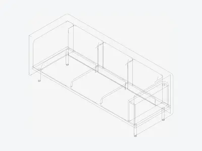 Sofa - Contemporary - Flame - Medium - Armrest Shelf Low-poly 3D model get