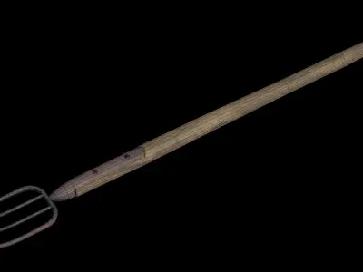 Low Poly Game Ready Pitchfork old fork Free low-poly 3D model