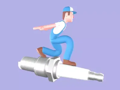 Stylized 3D Mechanic Character - Cartoon Spark Plug Action 3D model