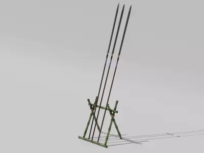 Japanese Furniture Kit - Yari sword-spear with rack  Low-poly 3D model