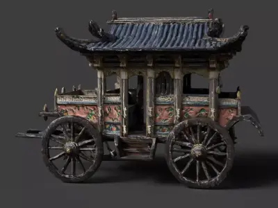 Chinese Ancient Carriage Figure  Low-poly 3D model purchase