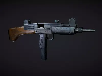 Uzi 01 Wood Stock Active 3D model