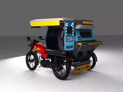Tricycle 3D Model Philippines Transport Vehicle Low-poly 3D model