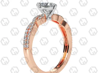 Ring 144 Heart shape twisted shank pave set ring 3D print model