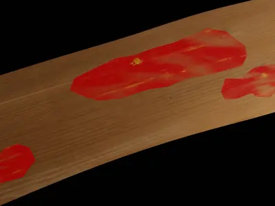 Dirty wooden piece  with red paint  Free low-poly 3D model