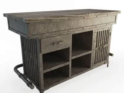 Industrial Metallic Counter 3D model