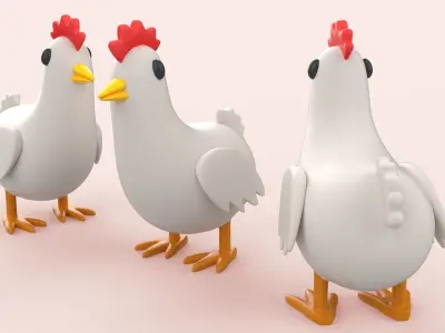 Cartoon Chicken Animal Style Cute Low-poly 3D model