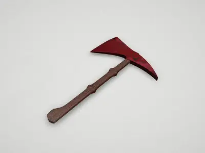 Game asset Fiery Red Spotted Battle Axe 3D model