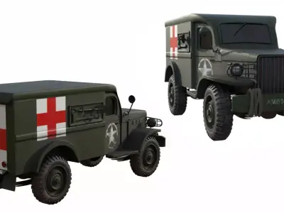 3D model 1940s war dodge truck Low-poly 3D model