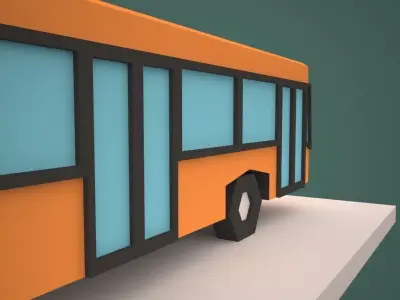 Low Poly Bus Cartoon style Low-poly 3D model