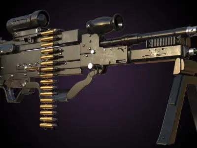 Machine Gun Low-poly 3D model 3