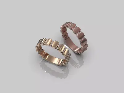A unisex Ring with round gem stones  Free 3D print model