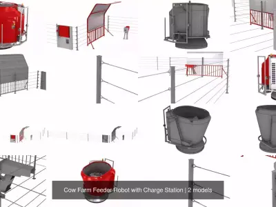 Cow Farm Feeder Robot with Charge Station 3D Model Pack