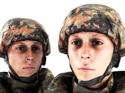 Animated soldier in Bundeswehr military uniform 12 Low-poly 3D model