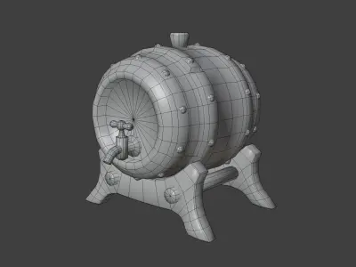 Stylized Beer Keg Low-poly 3D model