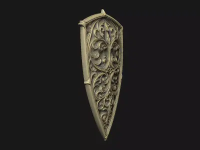 detail shield design floral roman badge medal crest war milling 3D print model