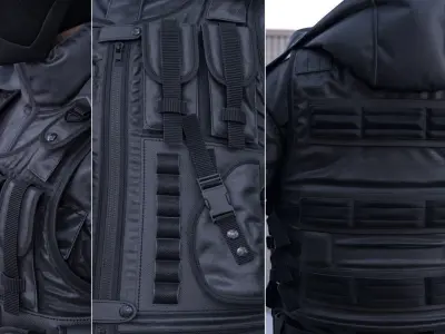 Military Vest 11 - All MH Bodies - UE5 Skeletons - Rigged Low-poly 3D model
