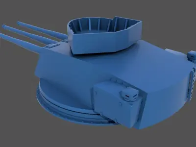152mm WW2 Italian turret - Personal license - 1-200 scale 3D print model