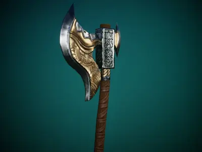 Stylized Warrior Axe GameReady Free low-poly 3D model purchase
