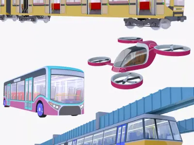 Public transport collection 3D Model Pack
