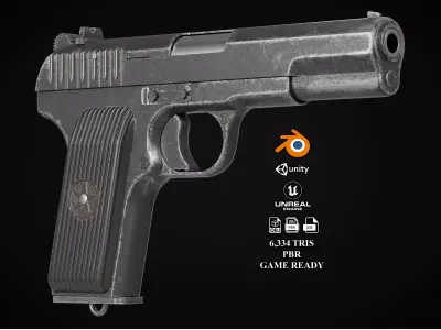 TT 33 Tokarev pistol Low-poly 3D model buy
