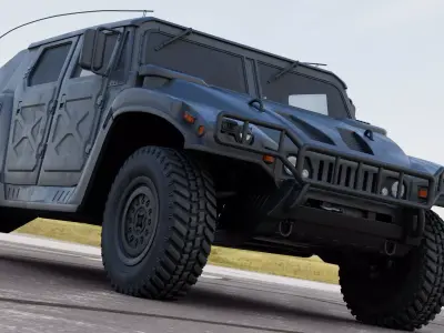 Military Vehicle Humvee HMMWV Concept Black Color 3D model
