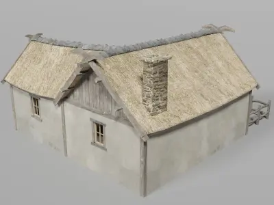 Medieval house Low-poly 3D model 7