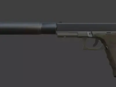 Glock 18 with Silencer and Laser Low-poly 3D model
