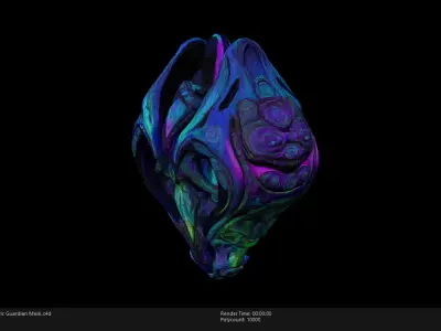 Low Poly Stylized Mystic Guardian Mask Low-poly 3D model