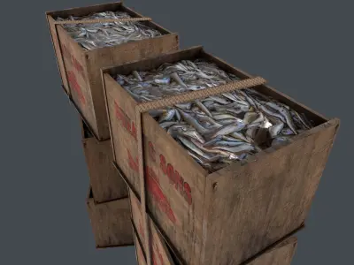 Fish Crate Low-poly 3D model