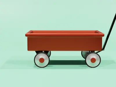 Children classic red wagon Free 3D model