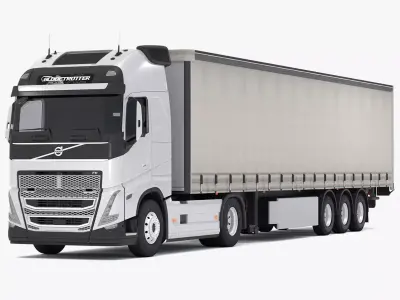 Volvo fh16 with Industrial Trailer 3D model