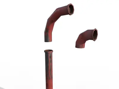 Old Red pipes Low-poly 3D model