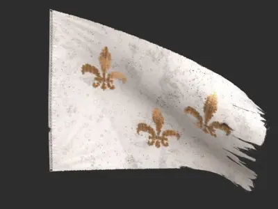 Royal French Flag 1789 Low-poly 3D model