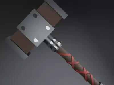 Stylized Low Poly Hammer Low-poly 3D model