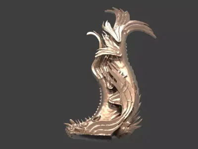 Sea serpent engraved monolith 3D model