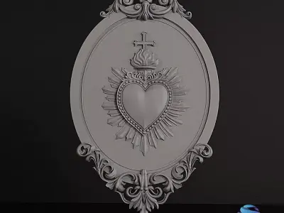 Sacred Heart Baroque Frame 3D - Commercial License 3D print model